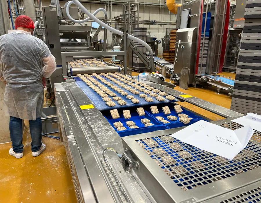 Mitarbeiter an der Produktionslinie.