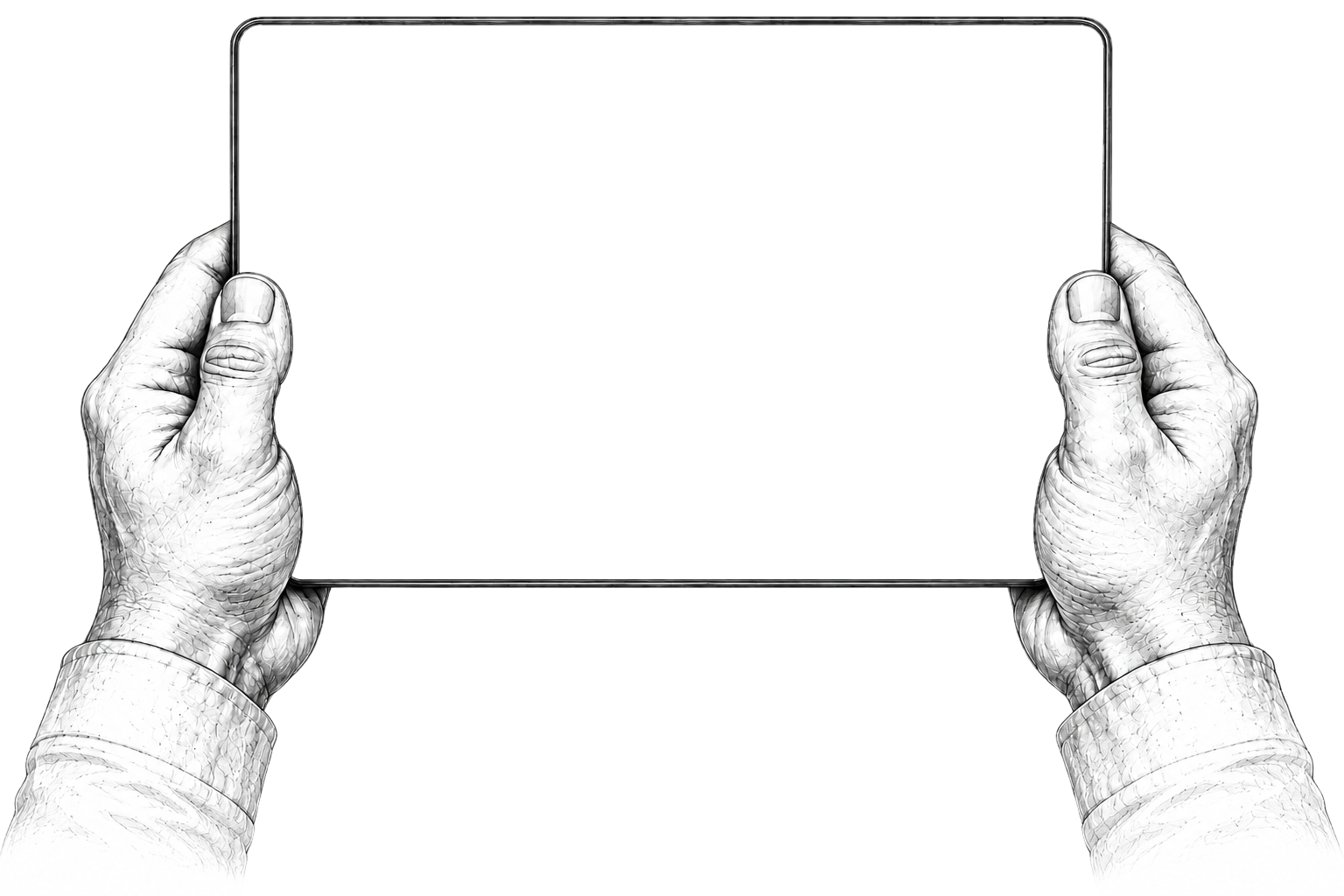 Hände halten Tablet mit Polfers Digital Dashboard